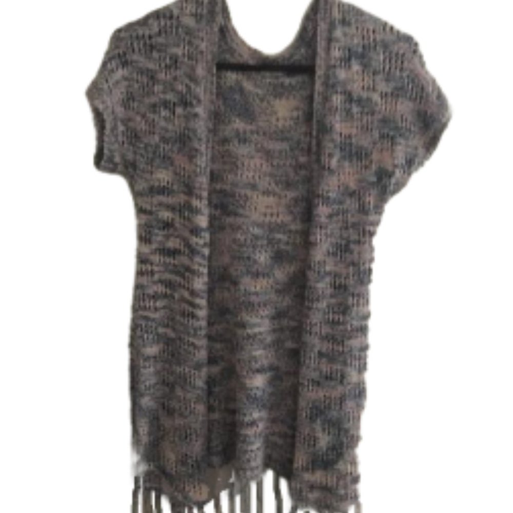 Pink blue and white cardigan with tassels in small